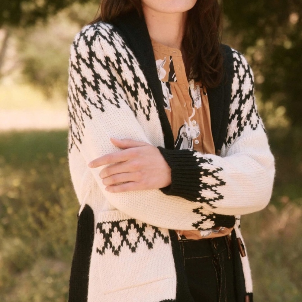The Great. Geo Fair Isle Alpaca Blend Cardigan Size 0 (XS) - Picture 2 of 14